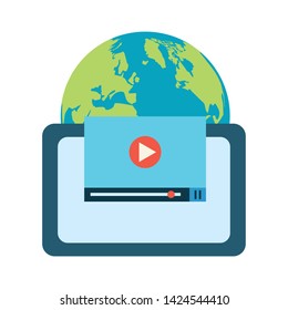 tablet computer world website send email vector illustration