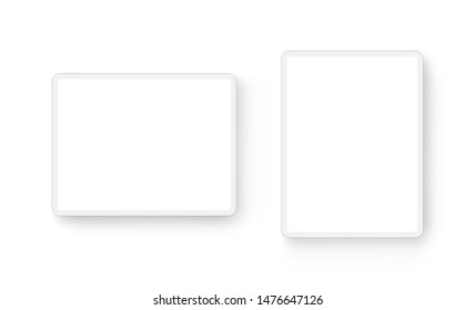   tablet computers horizontal and vertical mockup isolated on white background. Vector illustration