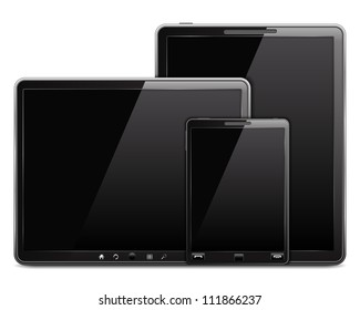 Tablet computers and mobile phone, vector eps10 illustration