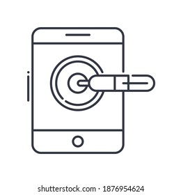 Tablet concept icon, linear isolated illustration, thin line vector, web design sign, outline concept symbol with editable stroke on white background.