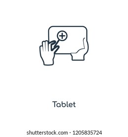 Tablet concept line icon. Linear Tablet concept outline symbol design. This simple element illustration can be used for web and mobile UI/UX.