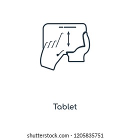 Tablet concept line icon. Linear Tablet concept outline symbol design. This simple element illustration can be used for web and mobile UI/UX.