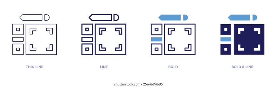 Tablet confidentiality icon in 4 different styles. Thin Line, Line, Bold, and Bold Line. Duotone style. Editable stroke.