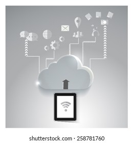 Tablet Connect network cloud upload social.