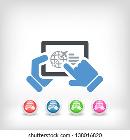Tablet connected to airplane website