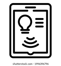 Tablet control smart lightbulb icon. Outline Tablet control smart lightbulb vector icon for web design isolated on white background