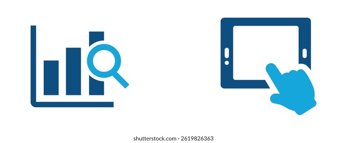 Tablet and Data Analysis Icon 
Modern flat icon set featuring tablet interaction and data analytics. Perfect for UI and UX, dashboards, mobile apps, and infographics. Fully editable and scalable.