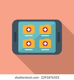 Tablet data icon flat vector. Record patient. Report profile