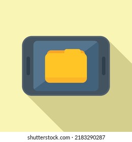 Tablet database icon flat vector. Platform system. Account consumer