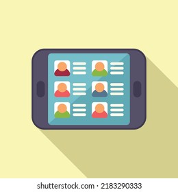 Tablet database icon flat vector. Platform access. Custom marketing