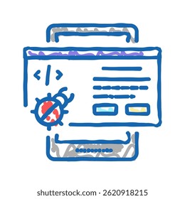 tablet debug doodle icon sketch vector. tablet debug sign. isolated symbol illustration