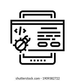 tablet debug line icon vector. tablet debug sign. isolated contour symbol black illustration