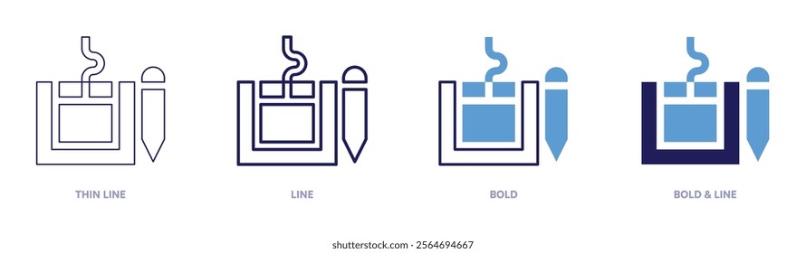 Tablet demands icon in 4 different styles. Thin Line, Line, Bold, and Bold Line. Duotone style. Editable stroke.
