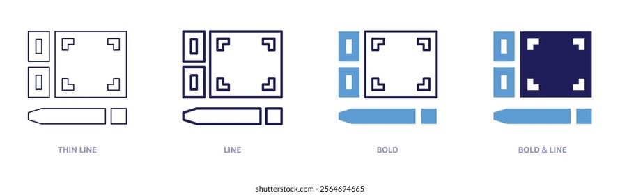 Tablet descriptions icon in 4 different styles. Thin Line, Line, Bold, and Bold Line. Duotone style. Editable stroke.