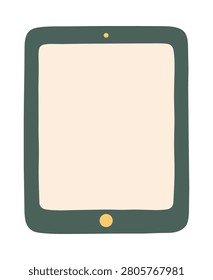 Tablet device with blank screen pastel minimal icon isolated on white background. Soft technology and app interface illustration for screen mockup, online learning, digital reading, sticker, logo, label, and digital design.