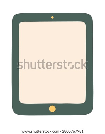 Tablet device with blank screen pastel minimal icon isolated on white background. Soft technology and app interface illustration for screen mockup, online learning, digital reading, sticker, logo, label, and digital design.