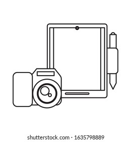 tablet device with camera photographic vector illustration design