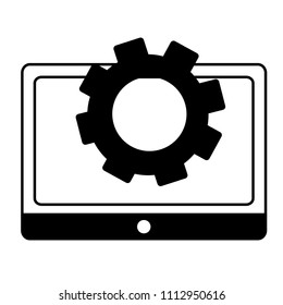 tablet device with gear isolated icon