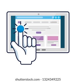 tablet device with hand mouse pointer