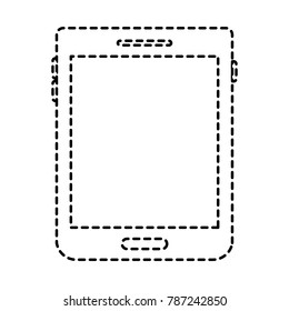 tablet device icon in black dotted silhouette