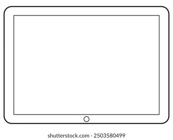 A tablet device illustration in outline and vector format.