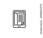 Tablet device line icon. linear style sign for mobile concept and web design. Ebook reader outline vector icon. Symbol, logo illustration. Vector graphics