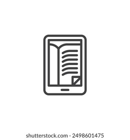 Tablet device line icon. linear style sign for mobile concept and web design. Ebook reader outline vector icon. Symbol, logo illustration. Vector graphics