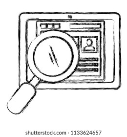 tablet device with magnifying glass