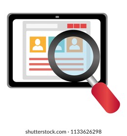 tablet device with magnifying glass