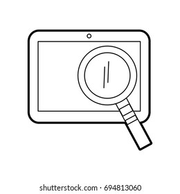 tablet device with magnifying glass