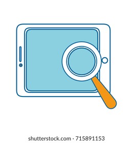 tablet device with magnifying glass