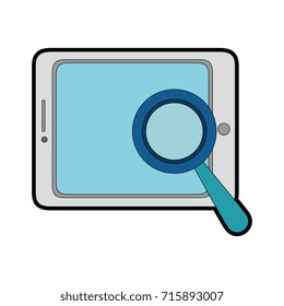 tablet device with magnifying glass