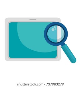 tablet device with magnifying glass