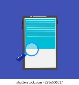 tablet device on a blue background vector illustration, suitable for flat illustration, web design, etc.