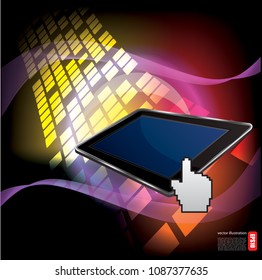 Tablet Device On Futuristic Background