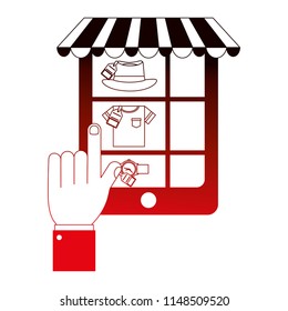 tablet device with parasol and hand