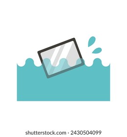 Tablet device smartphone malfunction submerged image illustration material