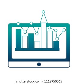 tablet device with statistical graphics isolated icon