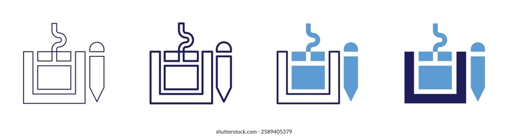 Tablet devices icon in 4 different styles. Thin Line, Line, Bold Line, Duotone. Duotone style. Editable stroke.