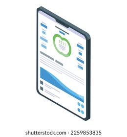 Tablet diet app icon isometric vector. Sport fitness. Digital plan