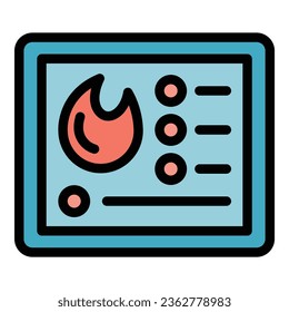 Tablet diet app icon outline vector. Run program. Care info color flat
