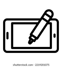 Tablet digital pen icon outline vector. Computer design. Draw signature
