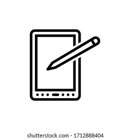 tablet digital pen technology icon line design