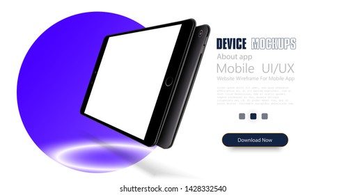 El comprimido se muestra aislado en fondo blanco. gadget de vista de perspectiva. Mockups para mostrar el diseño de su sitio web. Vector