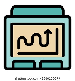Tablet displaying a chart with a growing arrow, symbolizing upward trend, achievement, and positive business outcomes