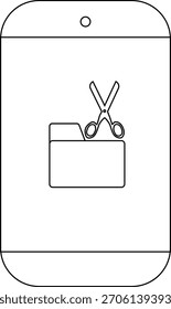 Tablet exibindo um ícone de pasta de documentos com símbolo de tesoura acima dele