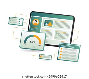 Tablet displaying graph with person analyzing data