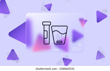 Tablet dissolved in water line icon. Pill, effervescent, fizzy, vitamins, drink, prescription, medicine. Healthcare concept. Glassmorphism style. Vector line icon for Business and Advertising.