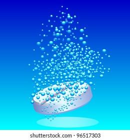 The tablet dissolves in water. Bubbles.
