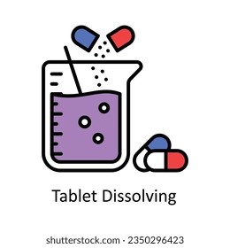 Tablet Dissolving Filled Outline Icon Design illustration. Pharmacy Symbol on White background EPS 10 File